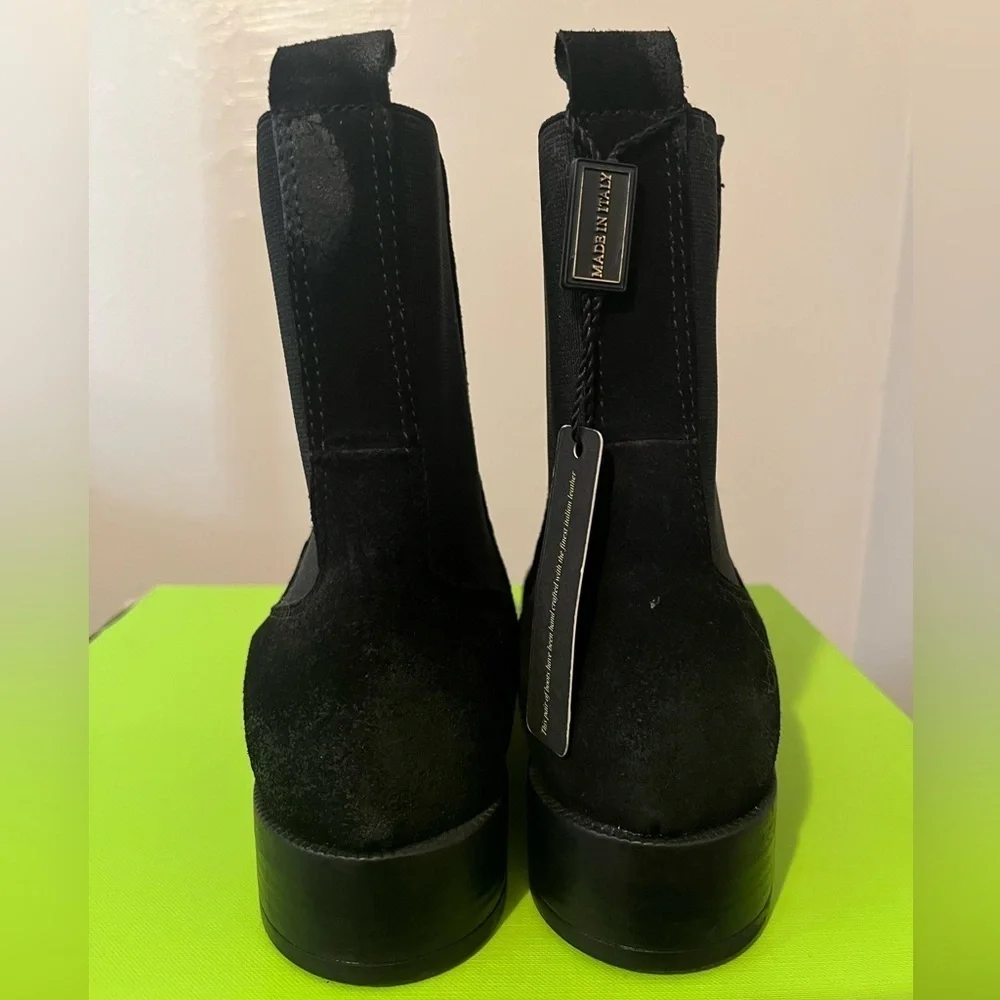 Emanuele Crasto Chelsea Black Italian Leather Distressed Boots NWT